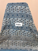 Slate Blue Maheshwari Cotton Saree pallu
