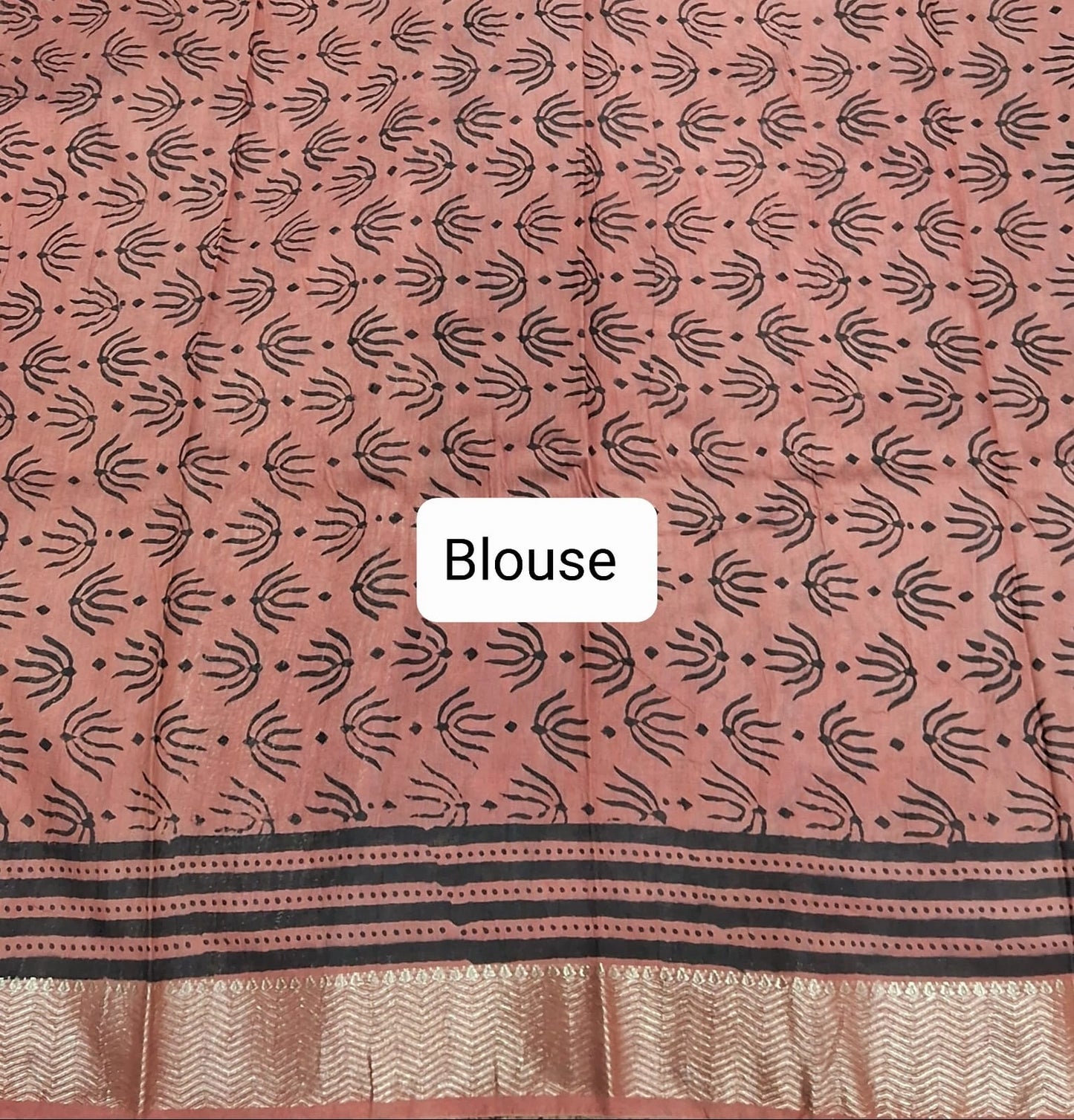 Rust Orange Maheshwari Cotton Saree Blouse