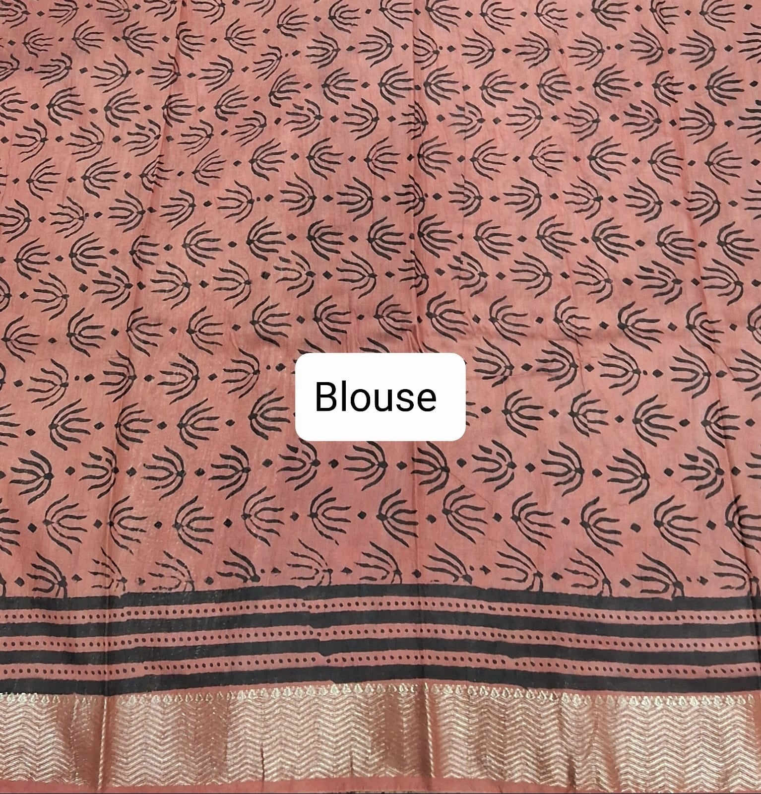 Rust Orange Maheshwari Cotton Saree Blouse