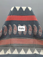 Black Plain Maheshwari Cotton Saree Pallu