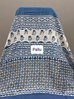 Indigo Blue Maheshwari Cotton Saree Pallu