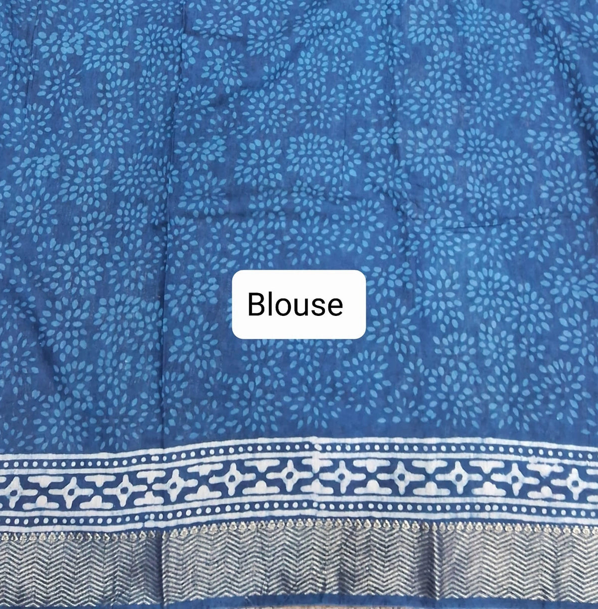 Indigo Blue Maheshwari Cotton Saree Blouse