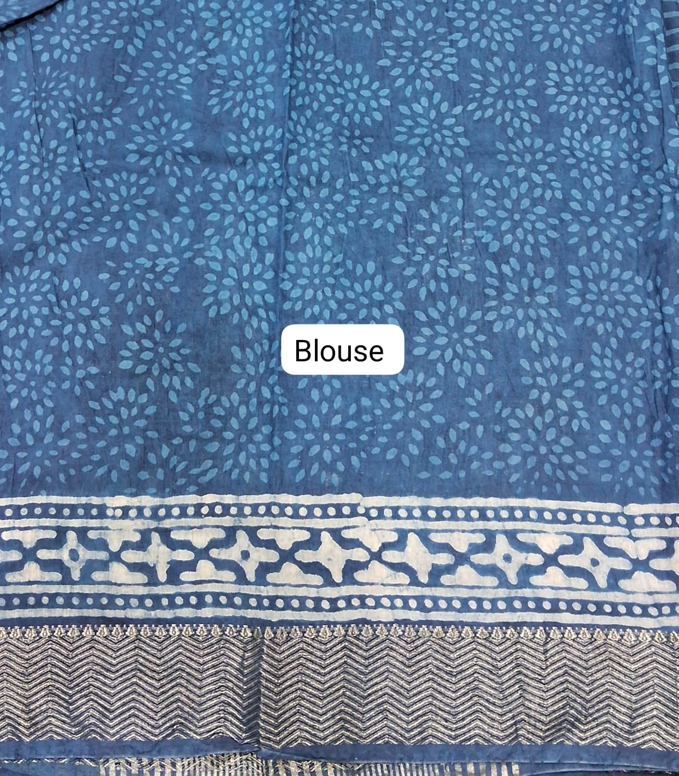 Indigo Blue Maheshwari Cotton Saree blouse