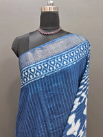 Indigo Blue Maheshwari Cotton Saree 1