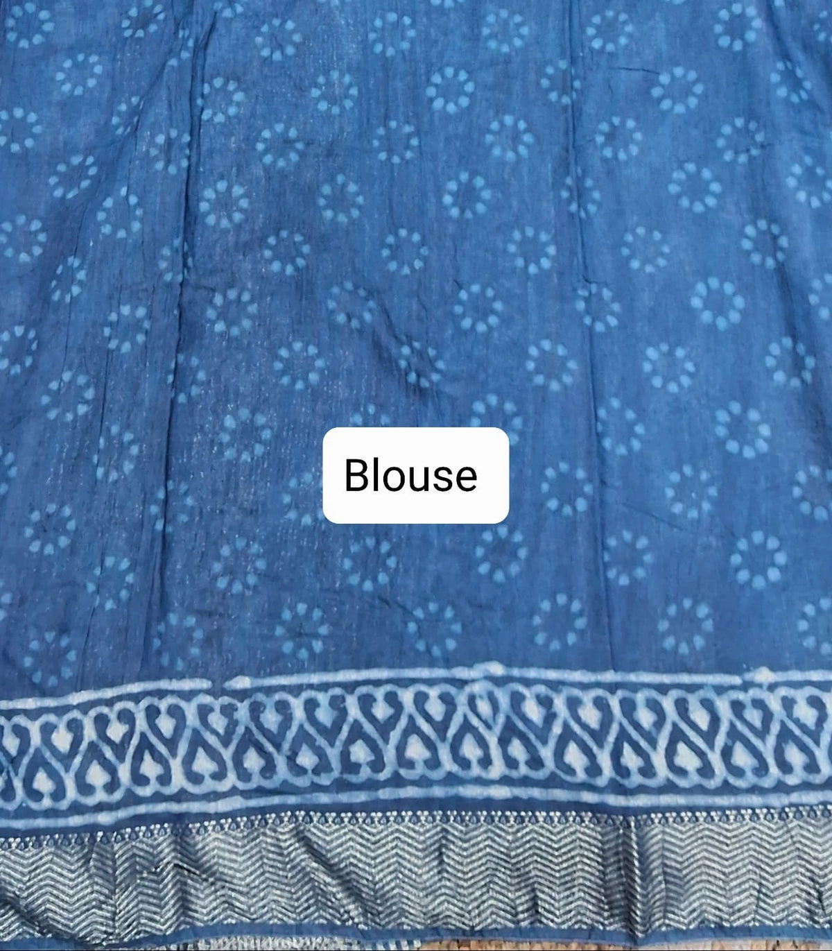 Indigo Blue Maheshwari Cotton Saree Blouse