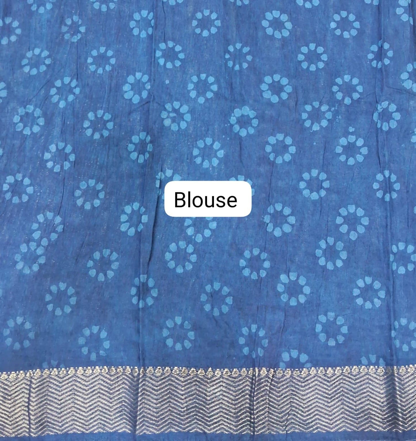Indigo Blue Maheshwari Cotton Saree blouse