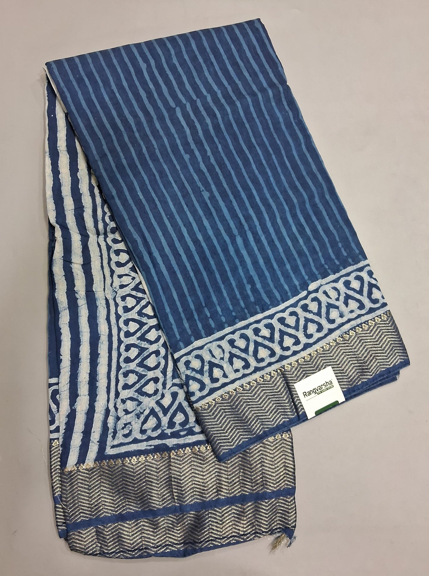 Indigo Blue Maheshwari Cotton Saree