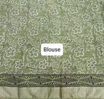 Classic Green Maheshwari Cotton Saree with Mehendi Green & Yellow Floral Print Blouse
