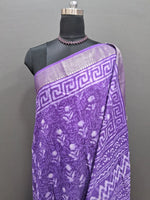 Purple Maheshwari Cotton saree with White Flower Print 1