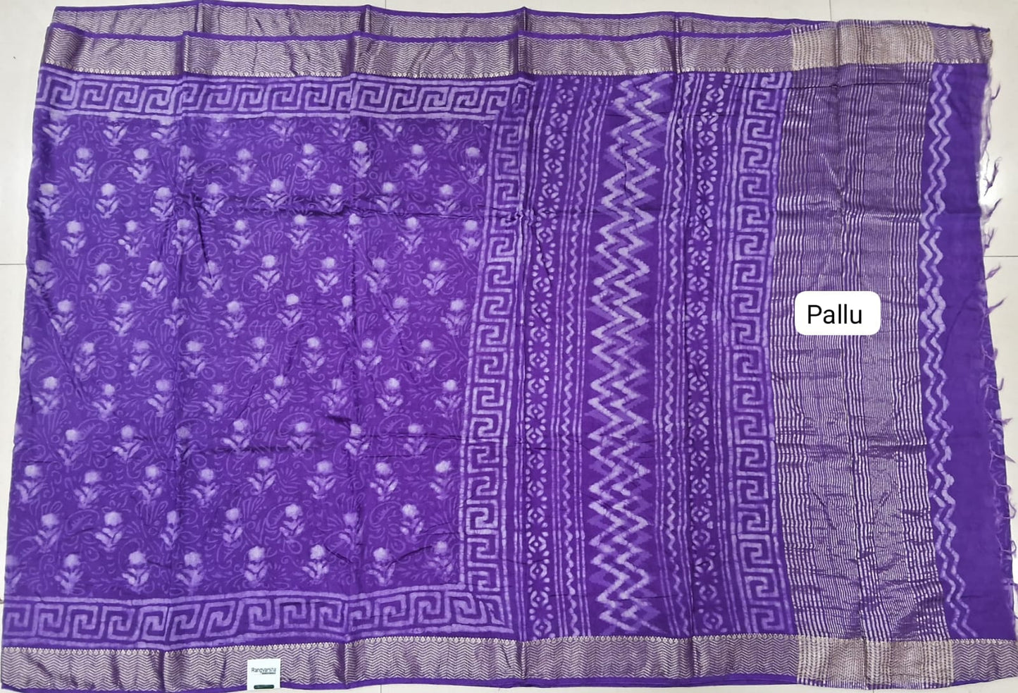 Purple Maheshwari Cotton saree pallu