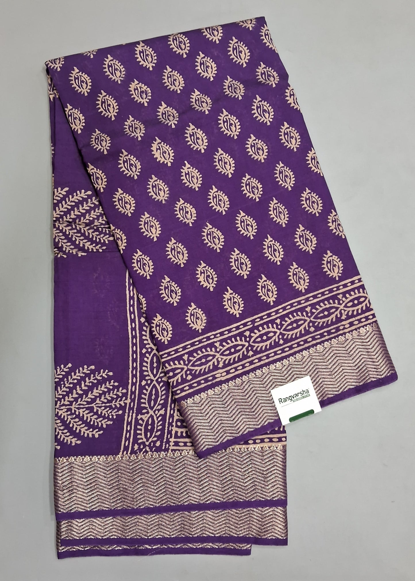 Purple maheshwari cotton Saree