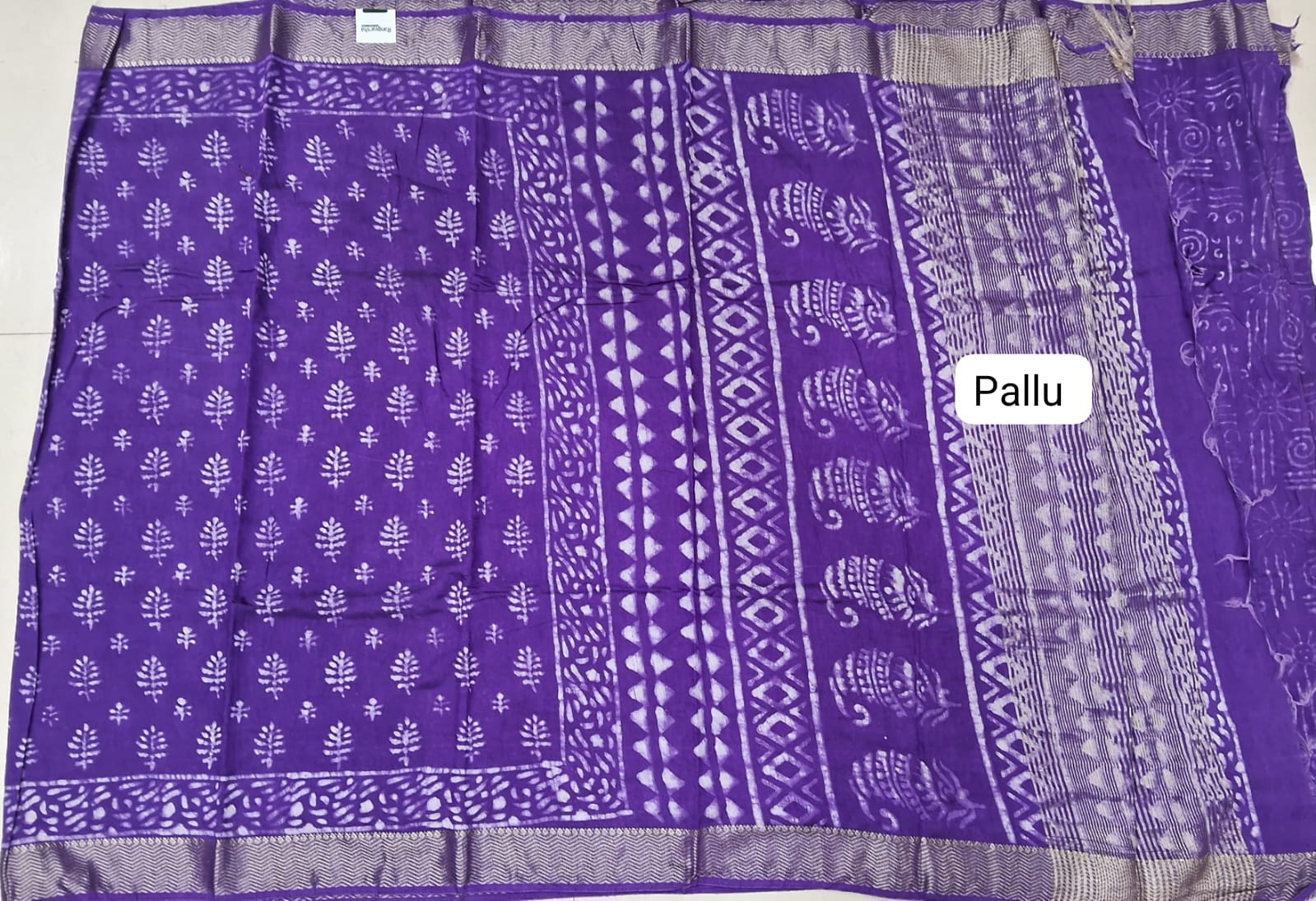 Purple Maheshwari Cotton Saree pallu