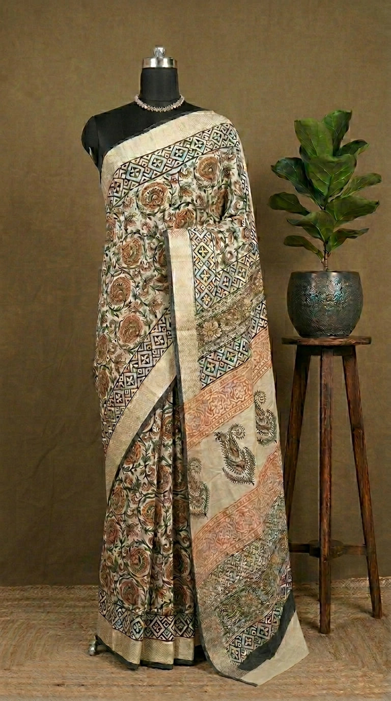 Off White Maheshwari Cotton Saree