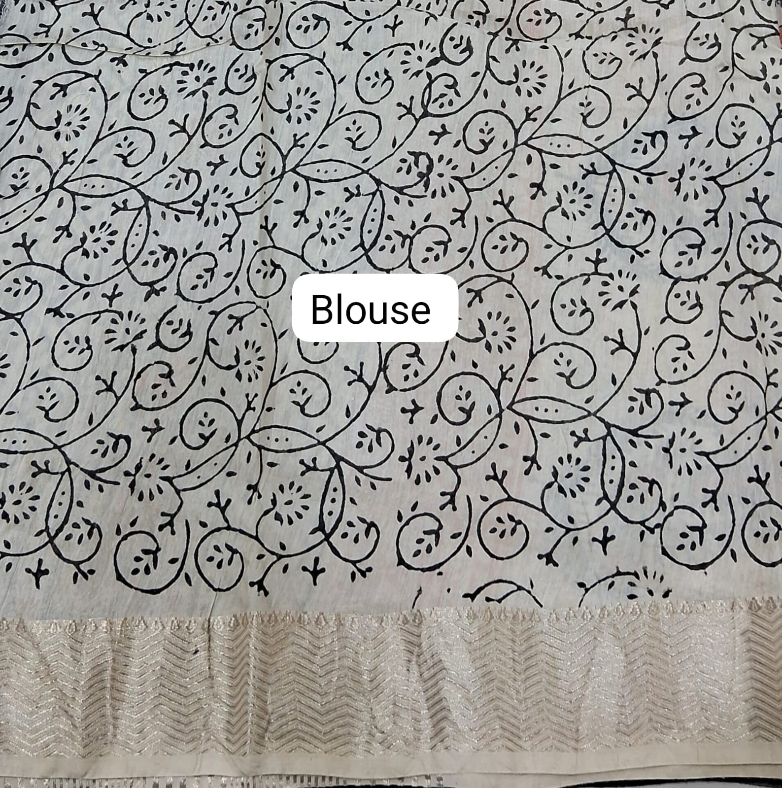 Off White maheshwari Cotton Saree blouse