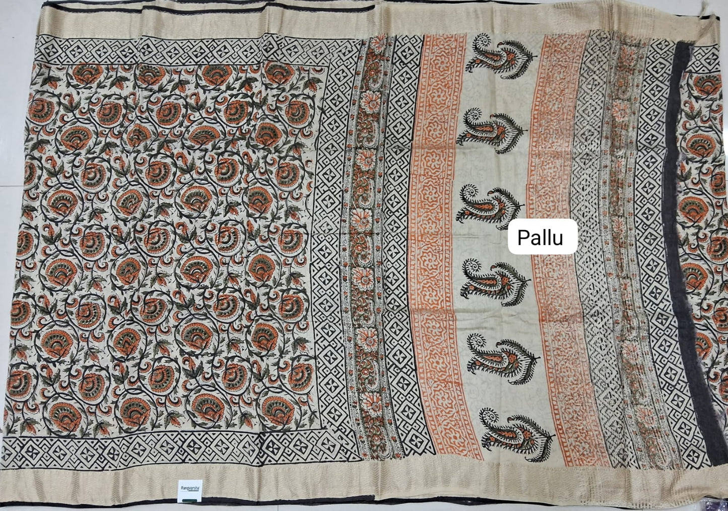 Off White maheshwari Cotton Saree pallu