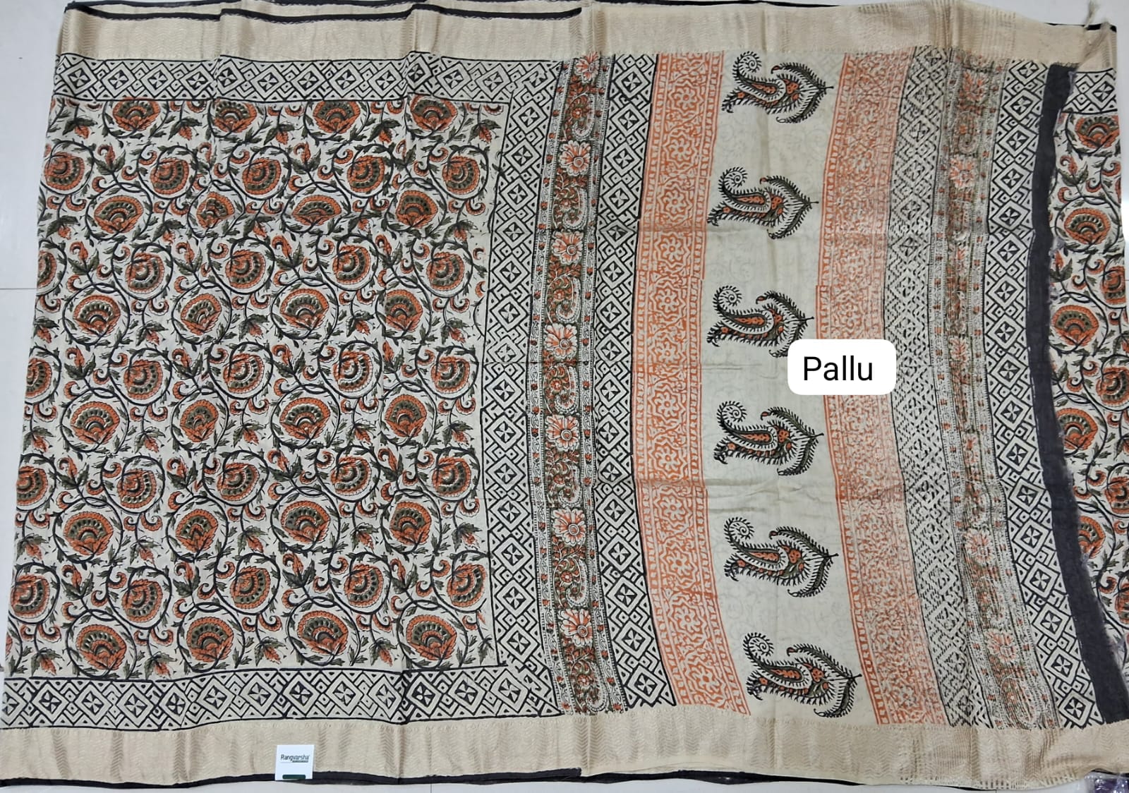 Off White maheshwari Cotton Saree pallu