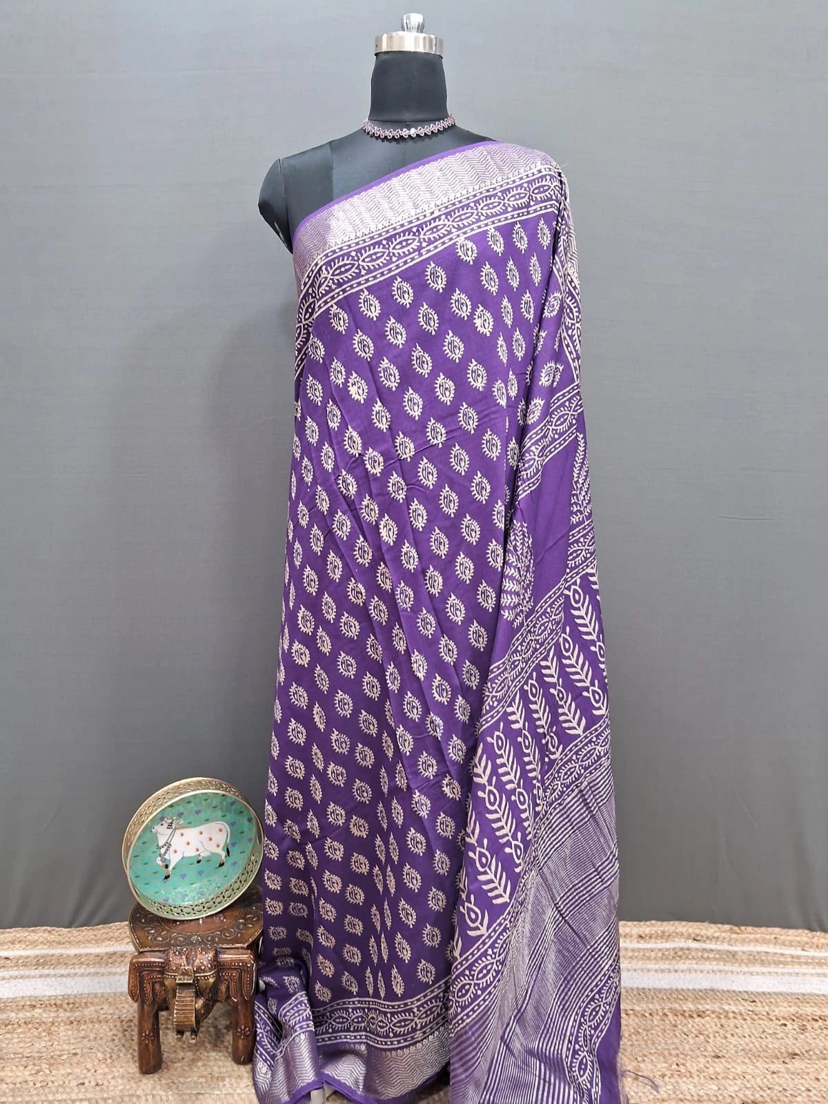 Lavender Maheshwari cotton saree