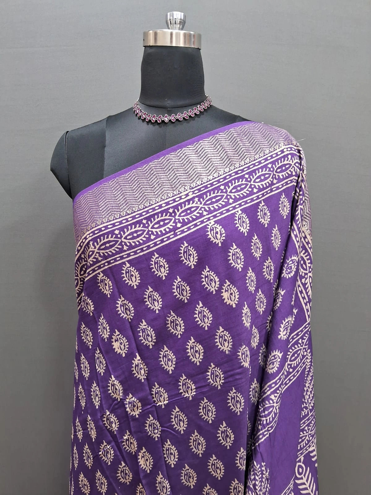 Lavender Maheshwari cotton saree 1
