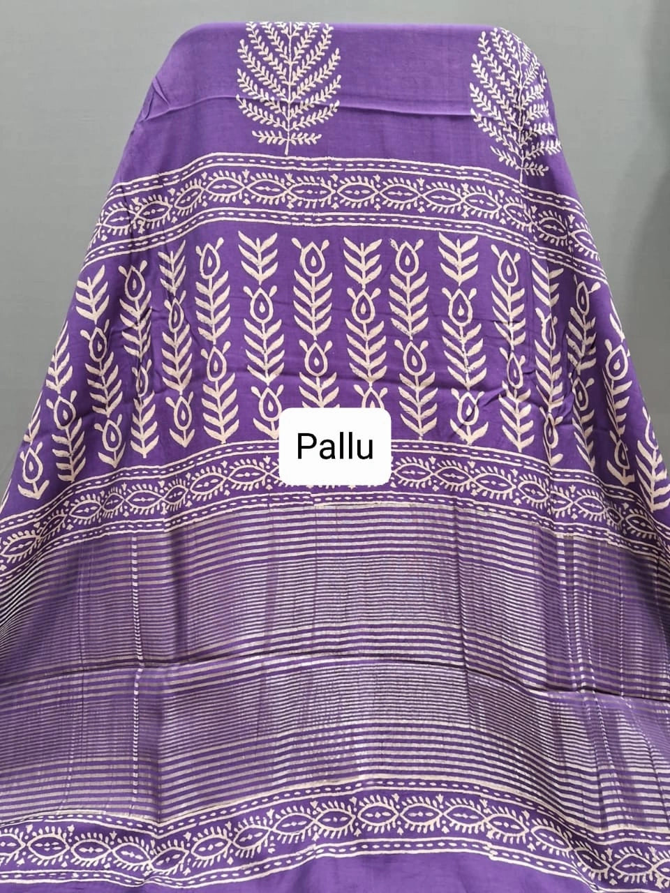Lavender Maheshwari cotton saree Pallu