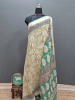 Light yellow Maheshwari cotton saree 
