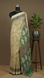 Light yellow Maheshwari cotton saree