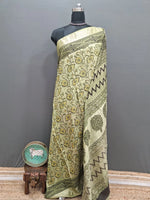Mehendi green Maheshwari cotton saree