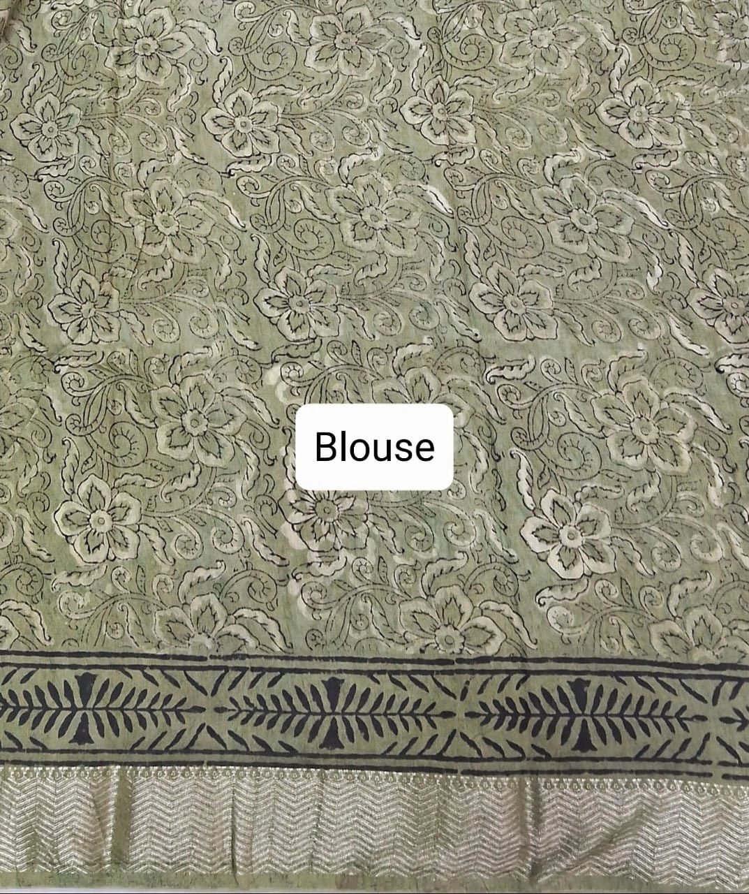 Mehendi green Maheshwari cotton saree Blouse