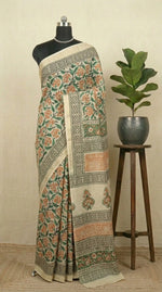Cream Maheshwari cotton saree