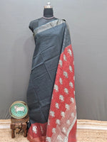Black plain Maheshwari cotton saree