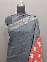 Black plain Maheshwari cotton saree 1