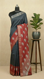 Black plain Maheshwari cotton saree