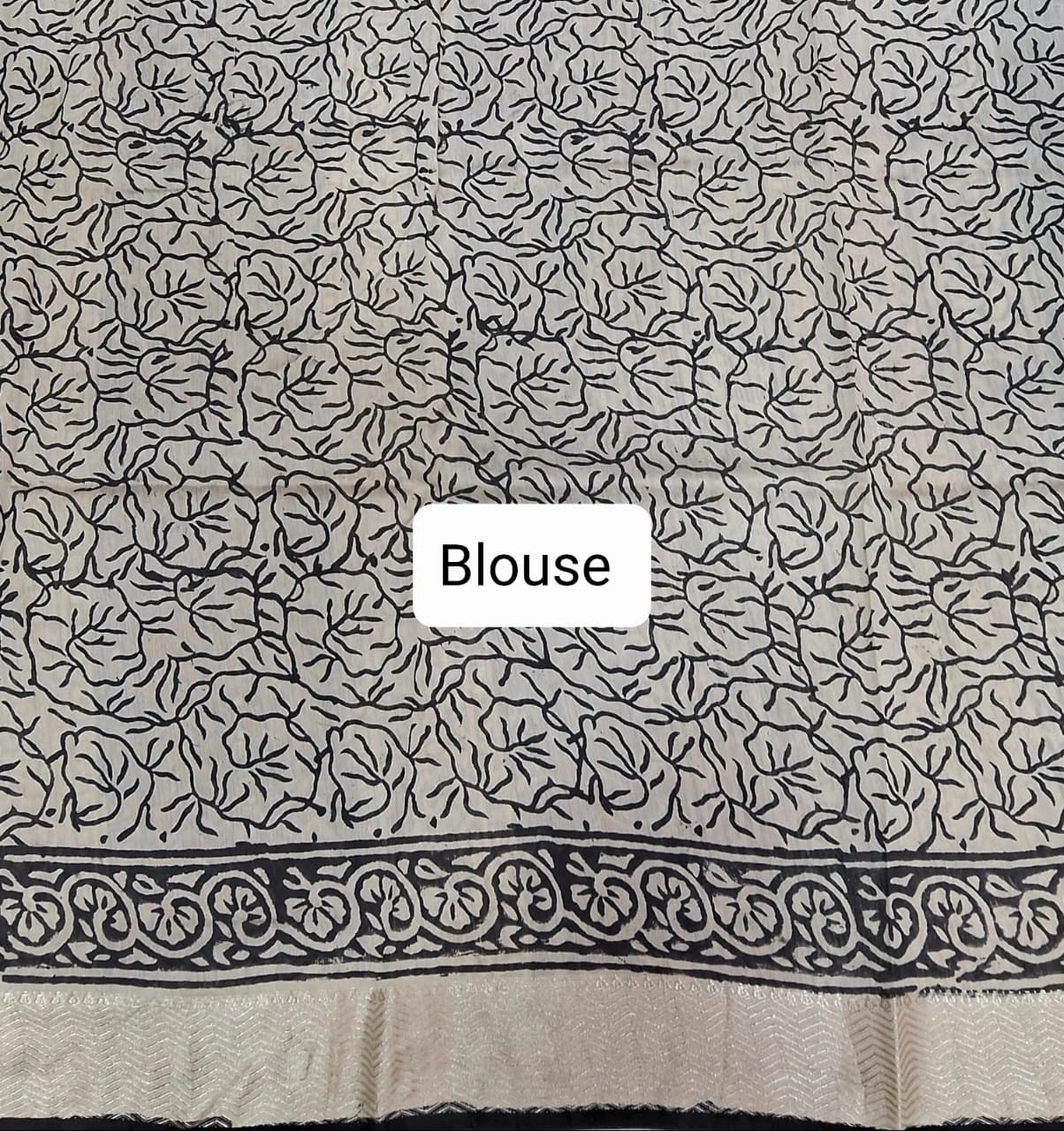 Cream Pure Maheshwari cotton saree Blouse