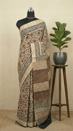 Cream Pure Maheshwari cotton saree