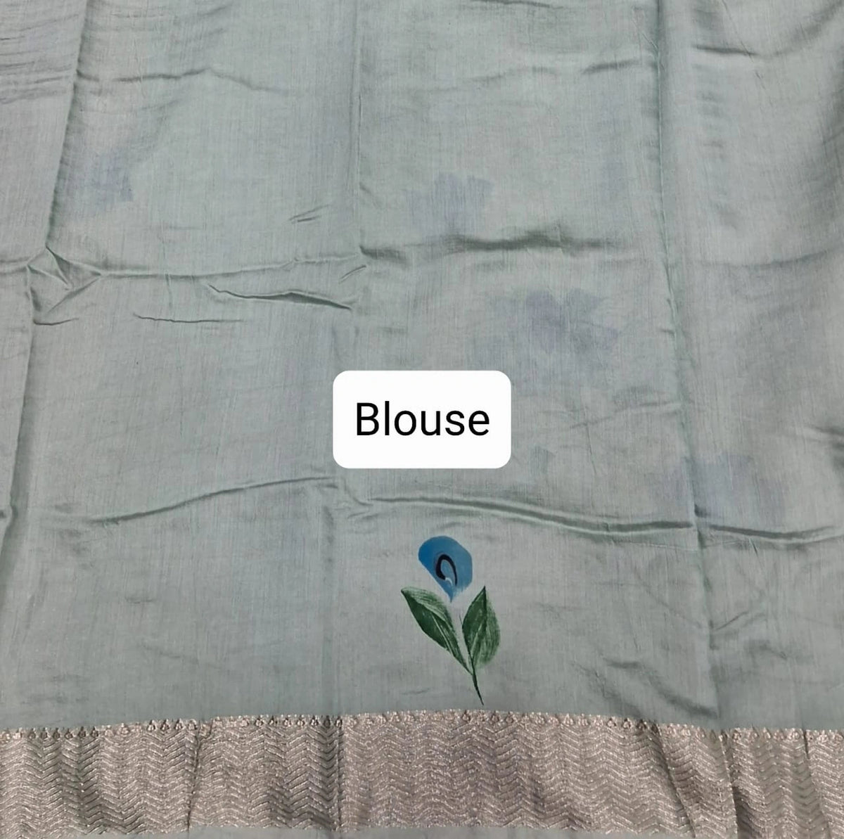 Light mint green Maheshwari cotton saree Blouse