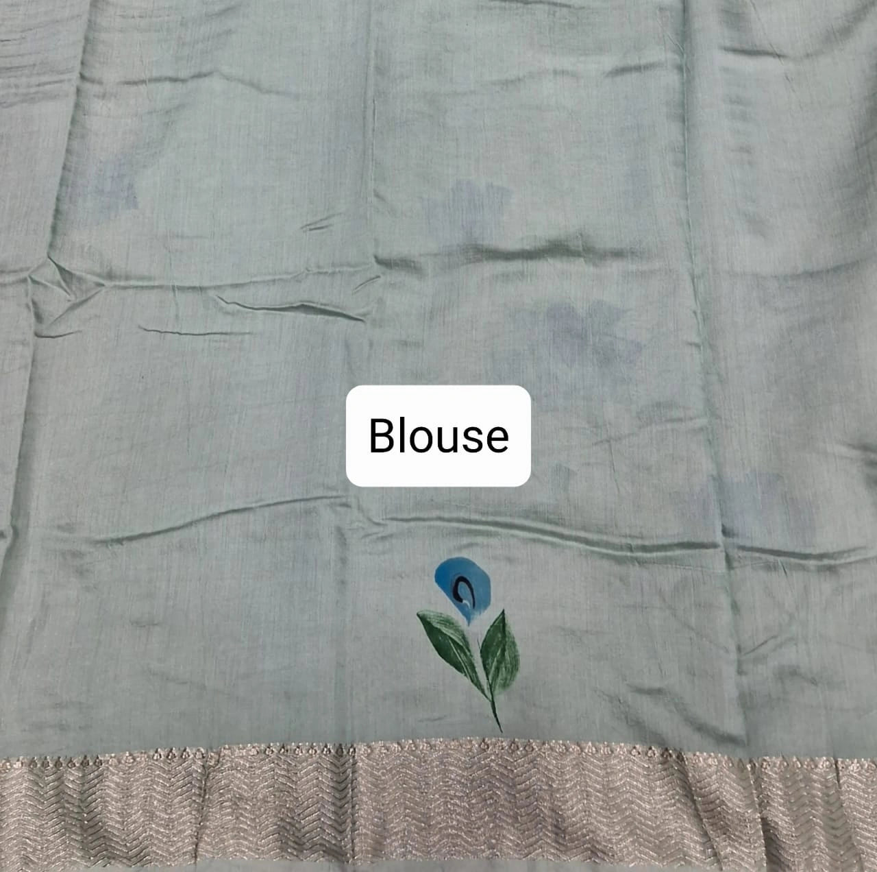Light mint green Maheshwari cotton saree Blouse