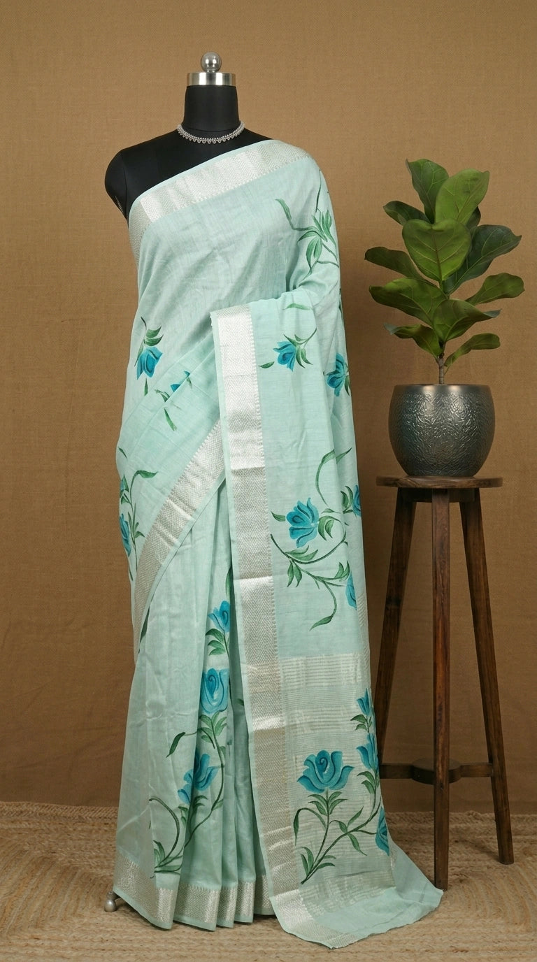 Light mint green
Maheshwari cotton saree