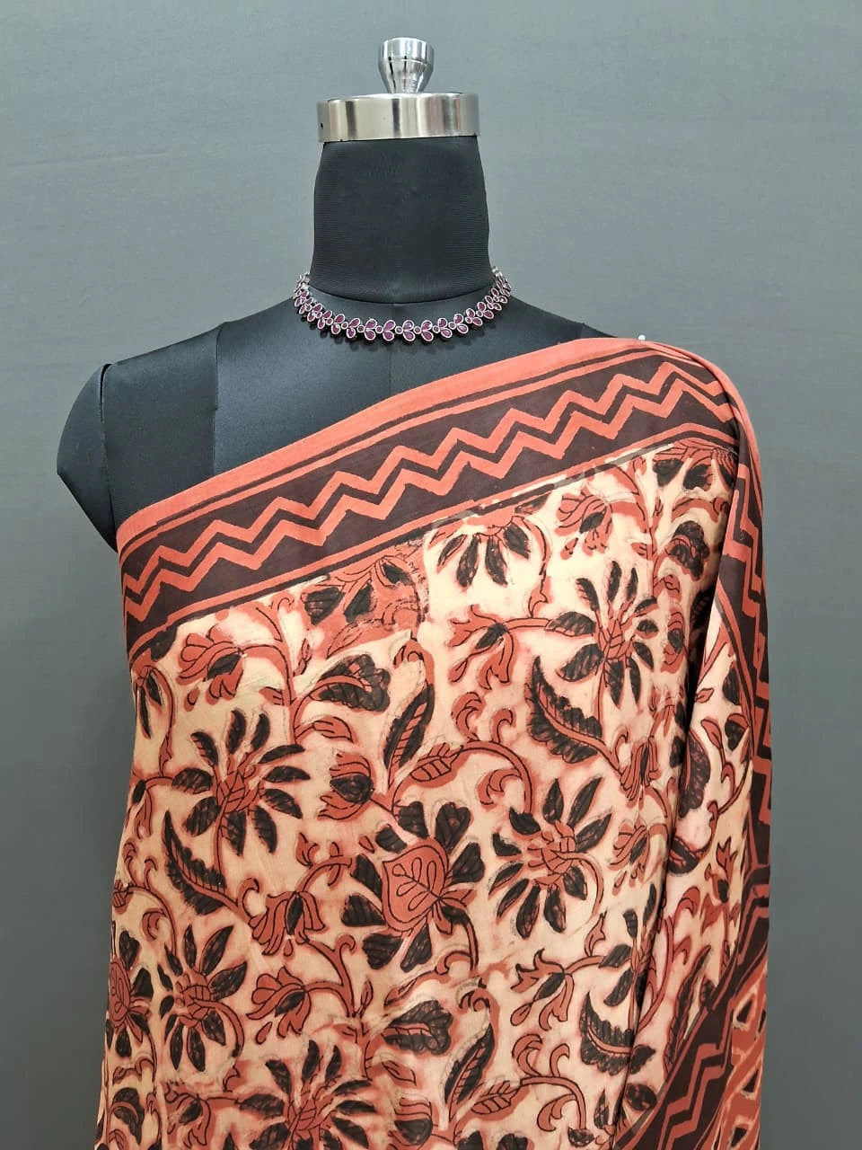 Beige with Peach Modal Silk Saree  