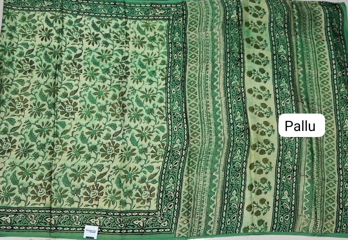 Pista Green Modal Silk Saree pallu