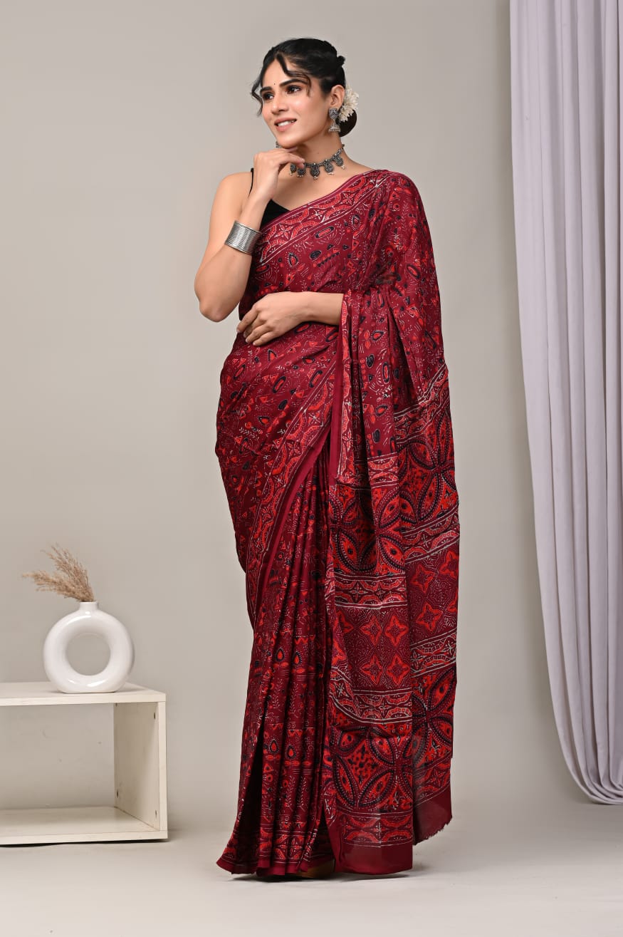 Maroon Modal Silk Saree