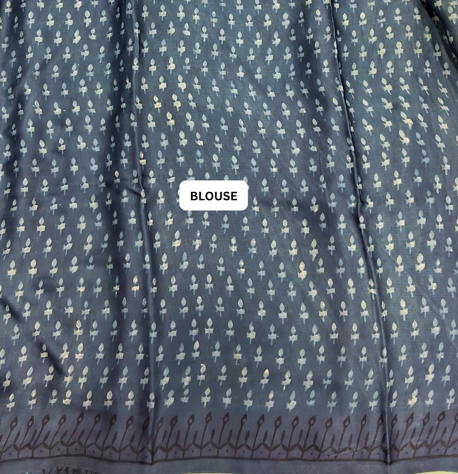 Beige with blue Modal Silk Saree blouse