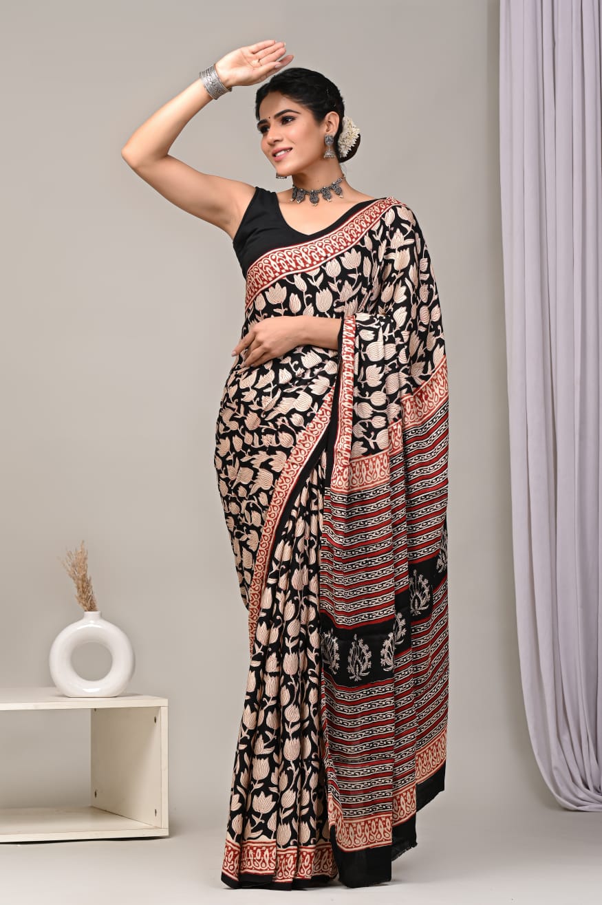 Black Modal Silk Saree