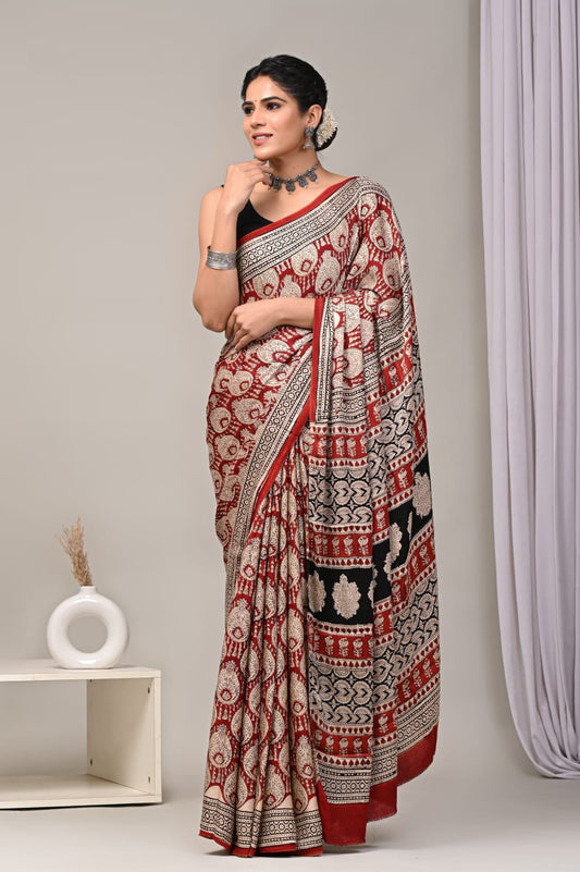 Red Modal Silk Saree