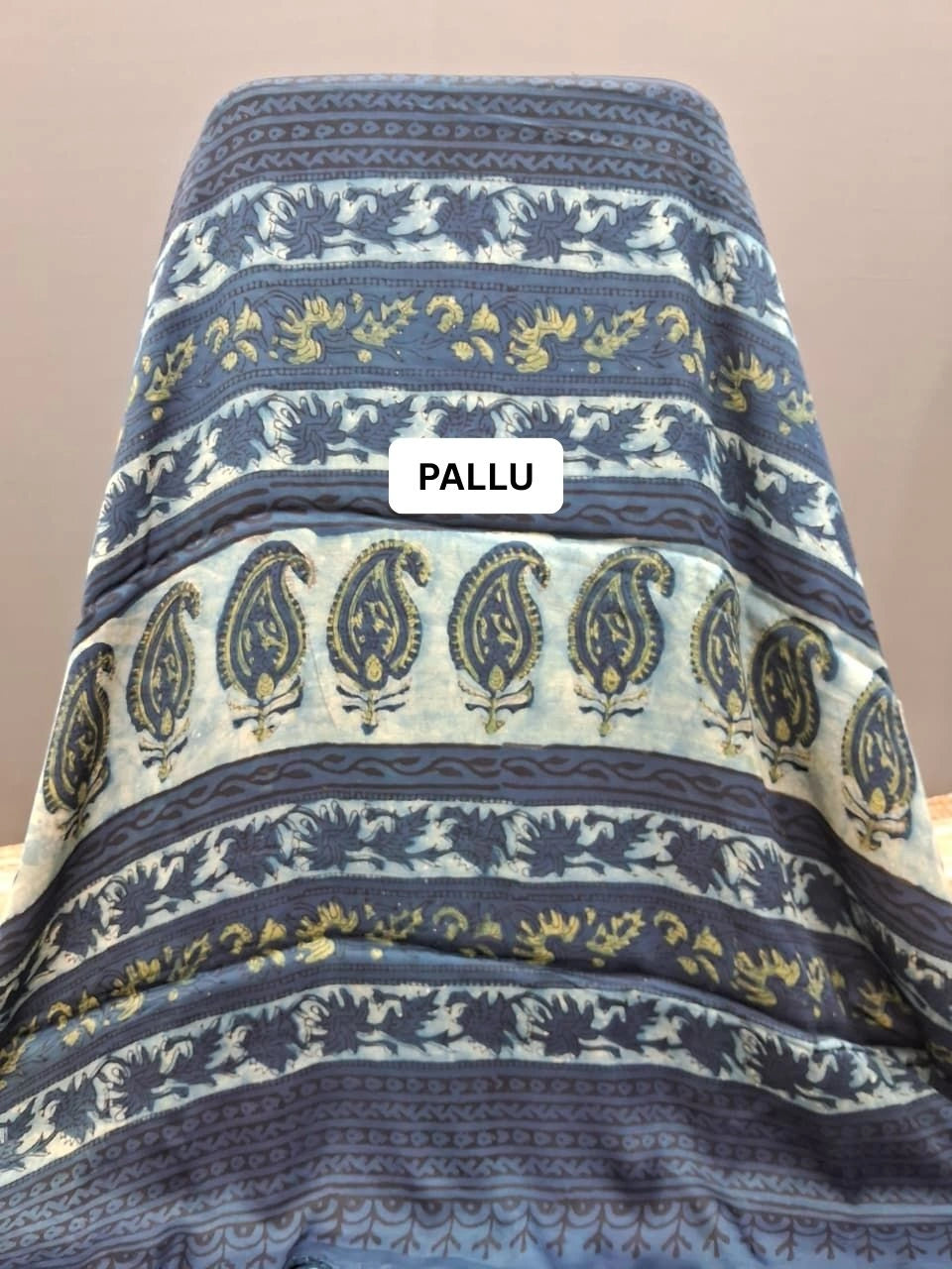 Elegant Beige & Baby Blue Modal Silk Saree pallu