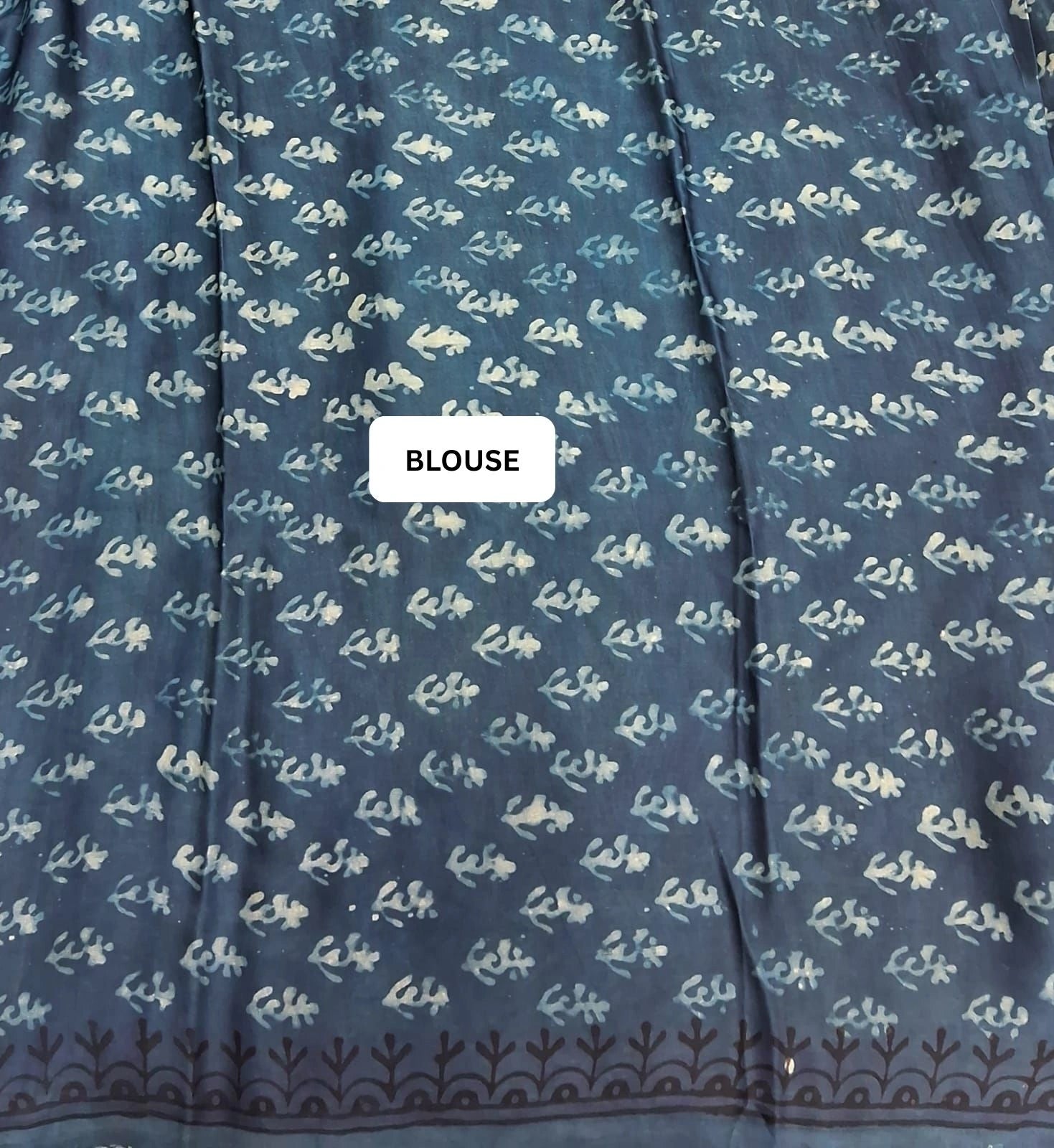 Elegant Beige & Baby Blue Modal Silk Saree blouse