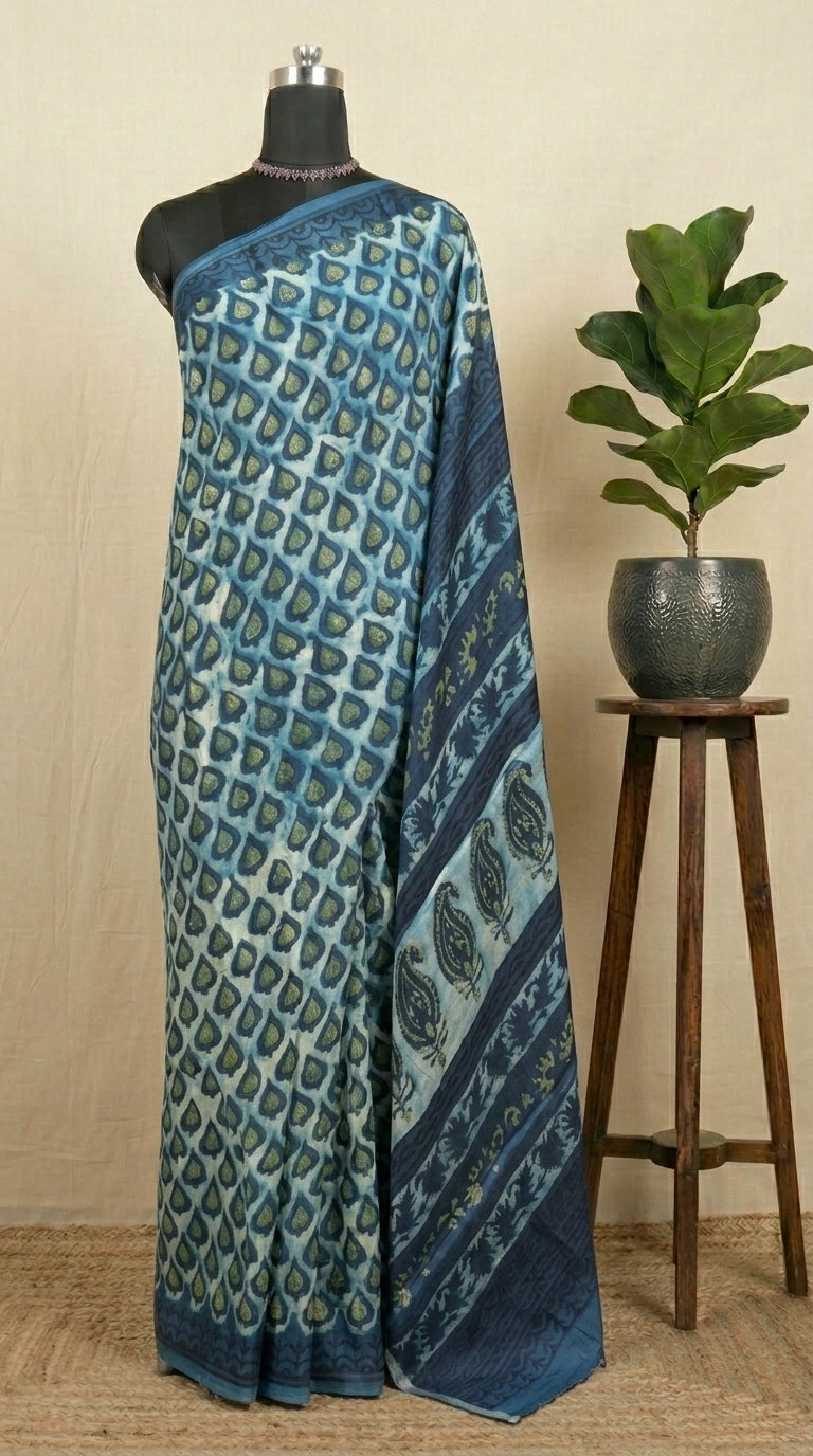 Elegant Beige & Baby Blue Modal Silk Saree