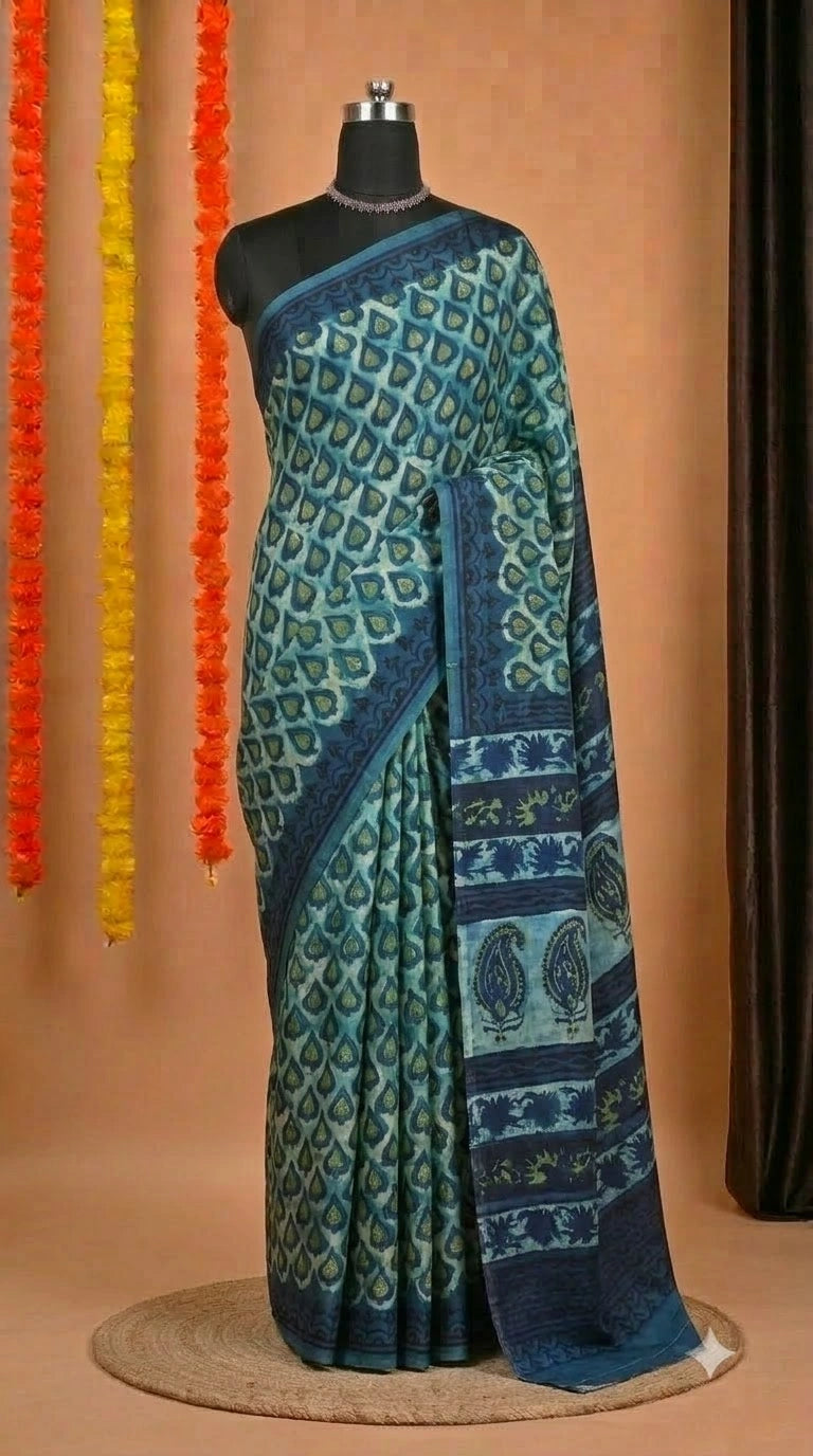 Elegant Beige & Baby Blue Modal Silk Saree 