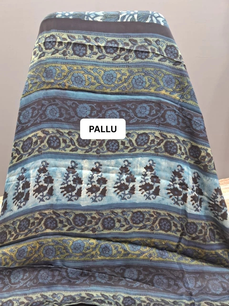 Baby Blue Modal Silk Saree pallu