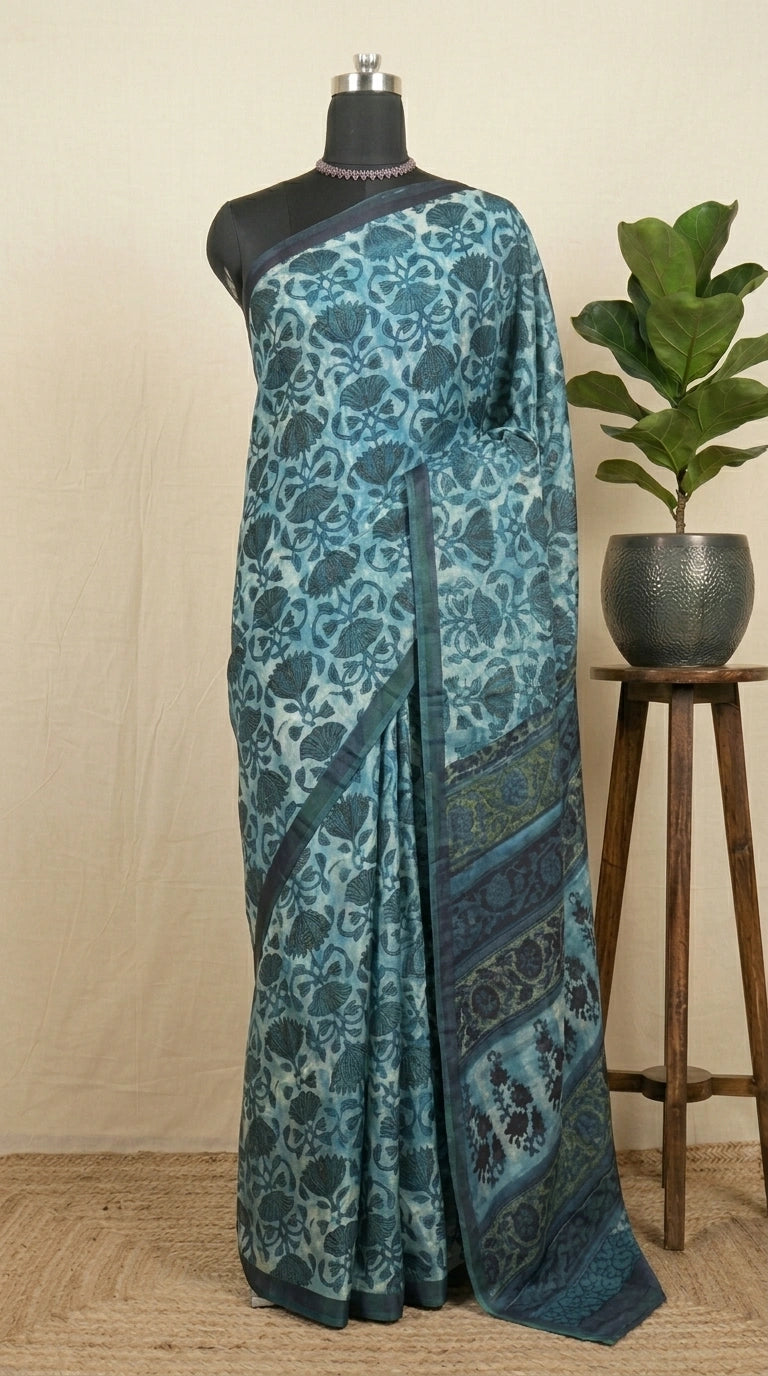 Baby Blue Modal Silk Saree