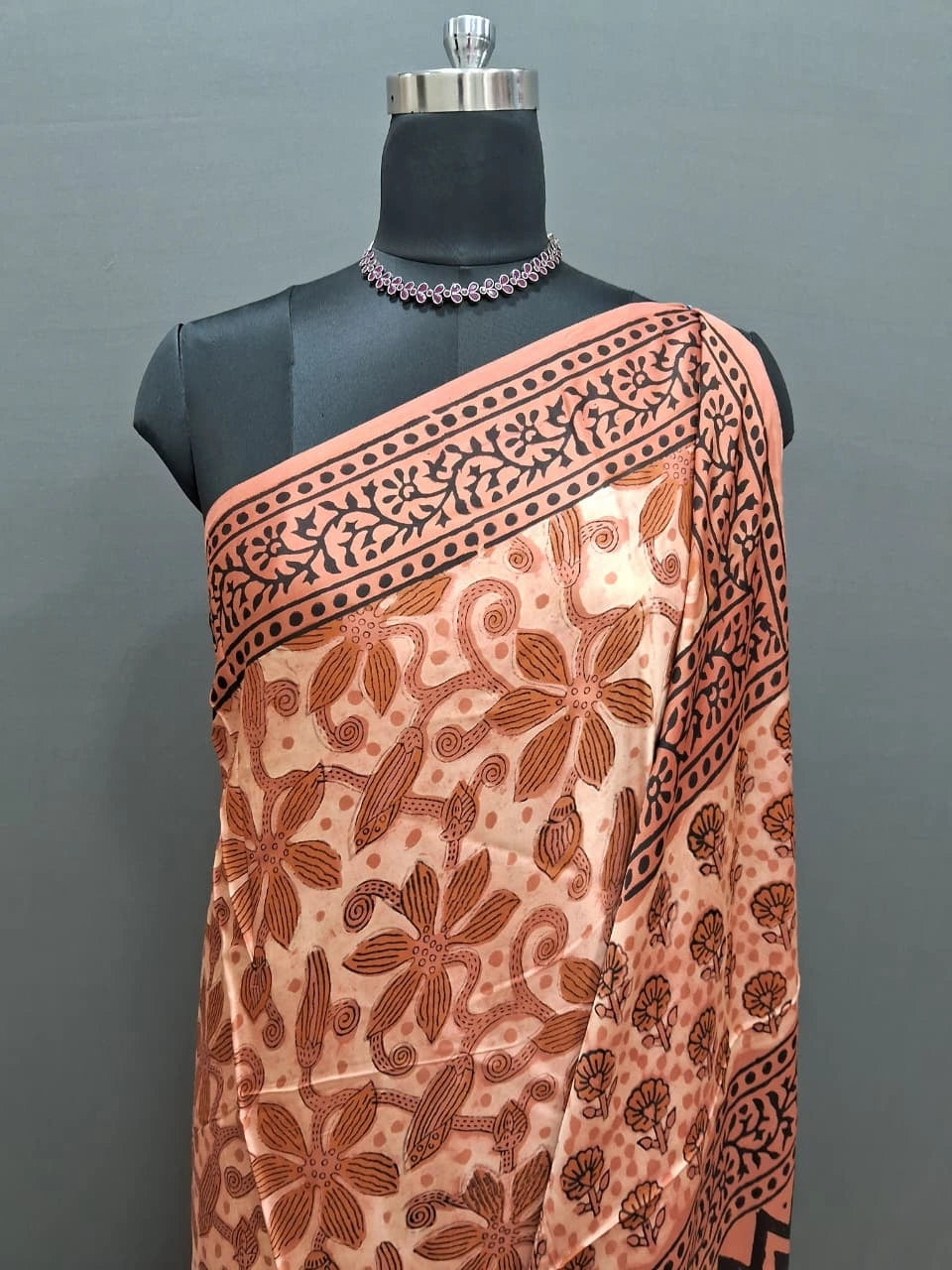 Peach Modal Silk Saree 1