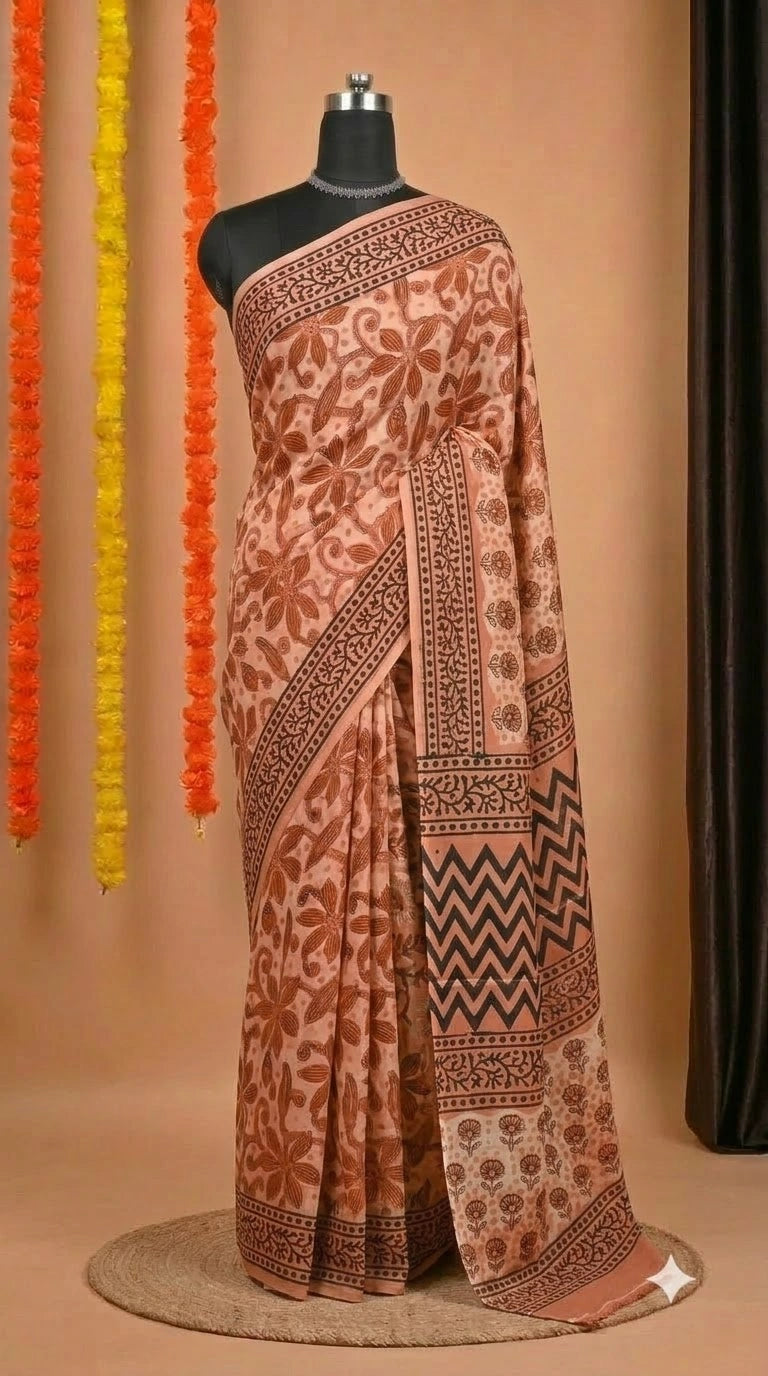 Peach Modal Silk Saree